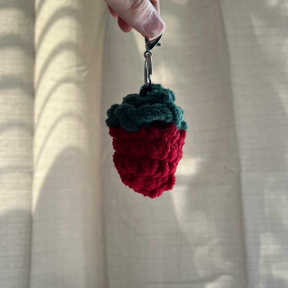 Crochet Strawberry Keychain
